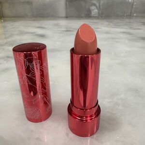 100% Pure Shimmery Nude Pink Lipstick in Red Metallic Case